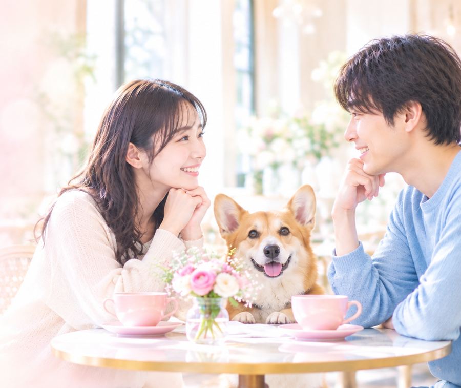 コーギーと過ごす、犬好きの出会いのカフェコン